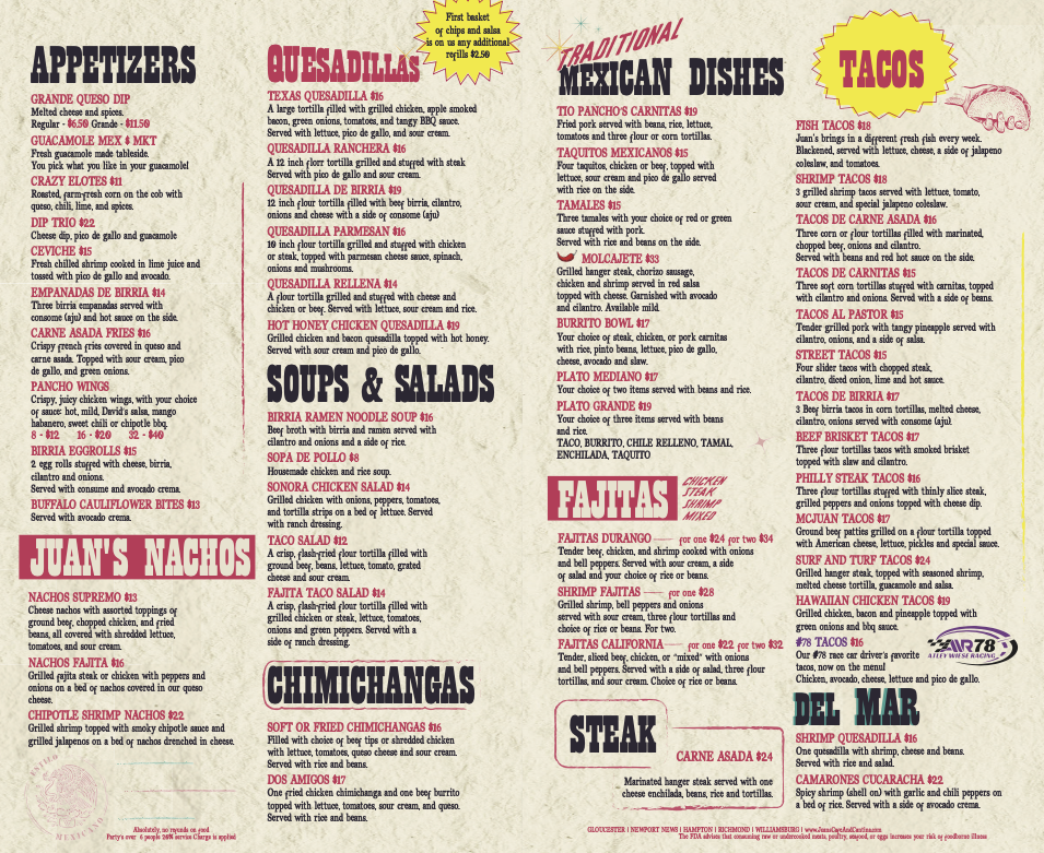 Menu Juan's Mexican Cafe And Cantina-1